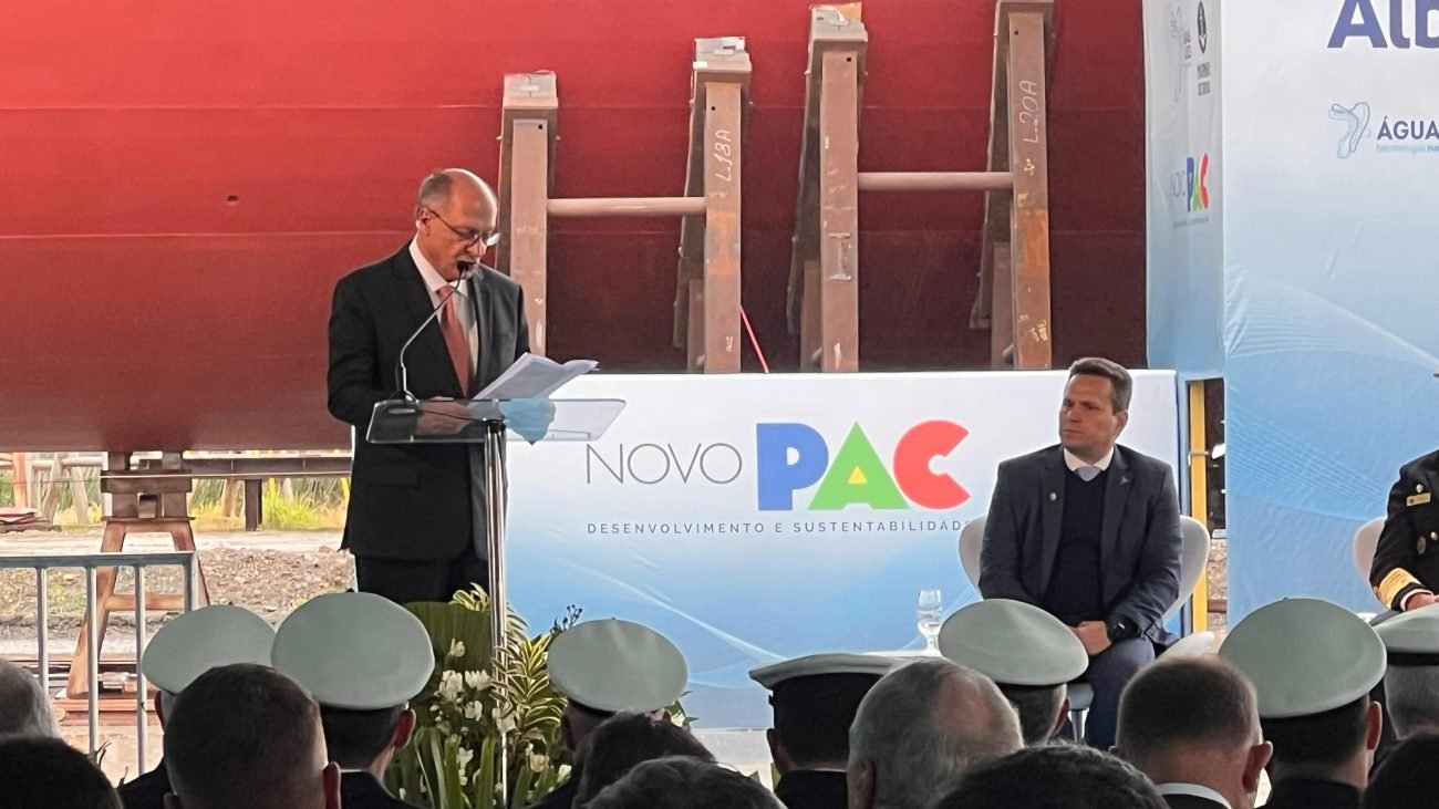 Foto do discurso do vice-presidente Geraldo Alckmin