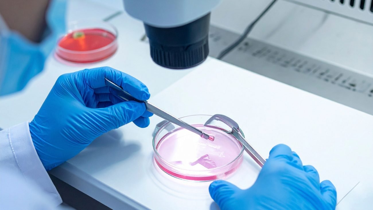 Imagem de pessoa analisando celulas como os cientistas que criaram óvulos a partir da pele humana