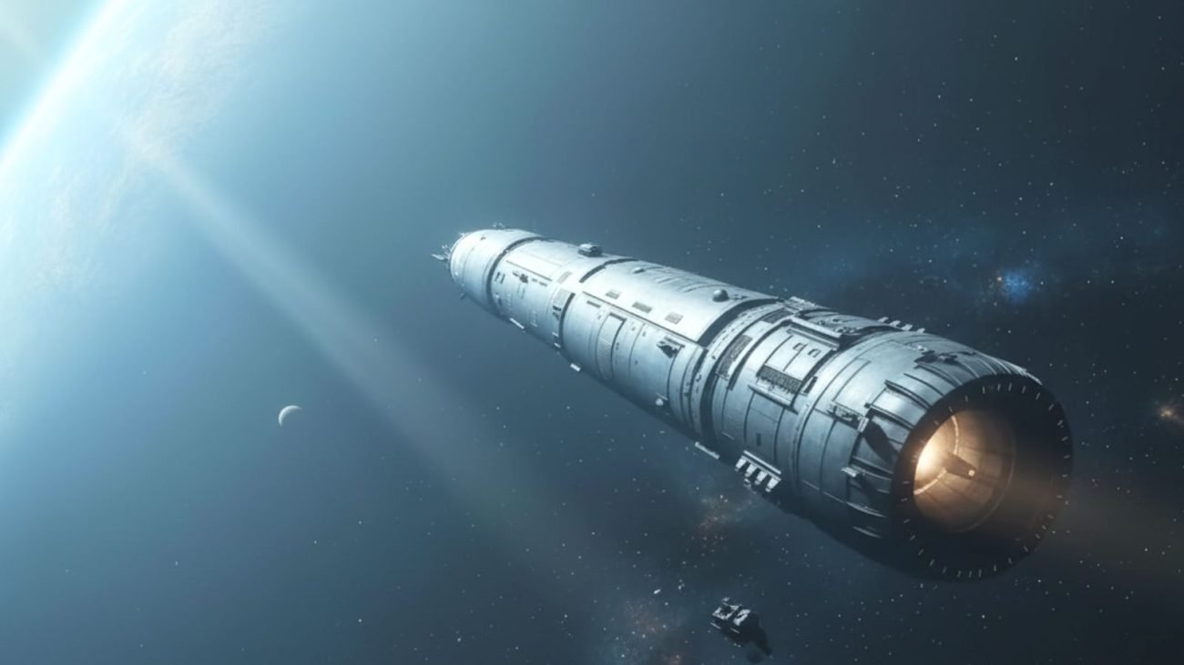 Imagem mostra uma nave espacial.