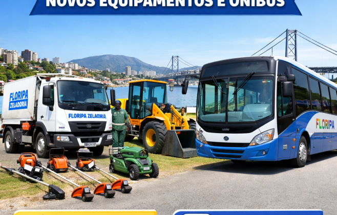 Florianópolis recebe novos equipamentos para zeladoria e amplia o transporte público com a chegada de 20 ônibus com ar-condicionado