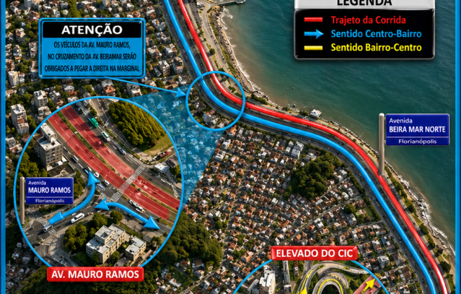 Confira as alterações de trânsito para o evento da Meia Maratona Internacional de Florianópolis