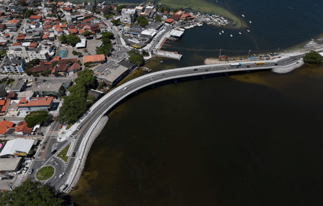 Redução de tempo de deslocamento no acesso às praias do Leste, com a nova Ponte da Lagoa da Conceição