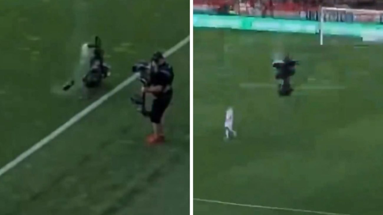 Câmera despenca em partida e assusta cinegrafista