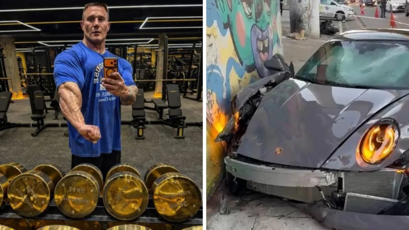 Porsche de influenciador fisiculturista perde controle e causa acidente com cinco veículos