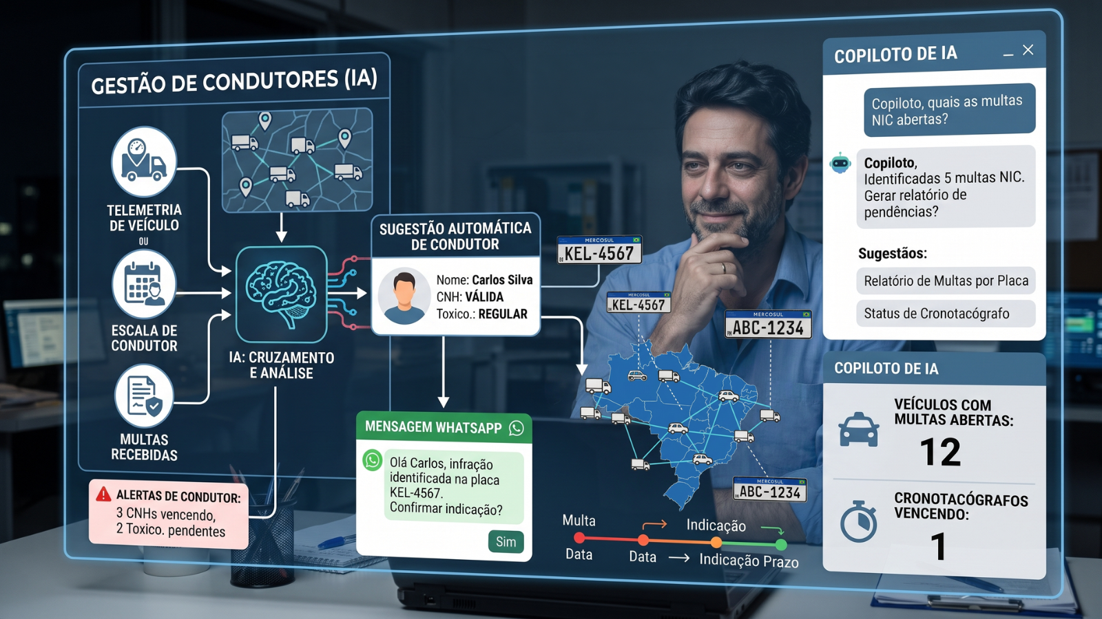 A Inteligência Artificial começa a transformar a gestão de frotas ao automatizar a análise de infrações, apoiar a identificação de condutores e integrar informações operacionais em uma única plataforma, reduzindo retrabalho e ampliando a eficiência das empresas.