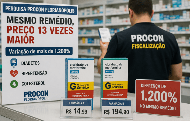 Mesmo remédio, preço 13 vezes maior: Procon alerta para variação de preços em Florianópolis