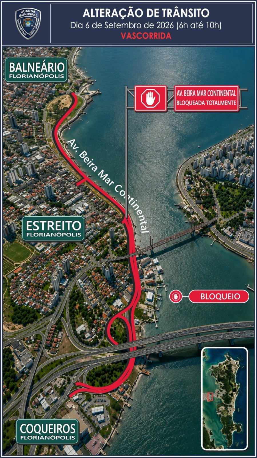Desfile Cívico e eventos esportivos alteram trânsito em Florianópolis neste feriadão de 7 de setembro