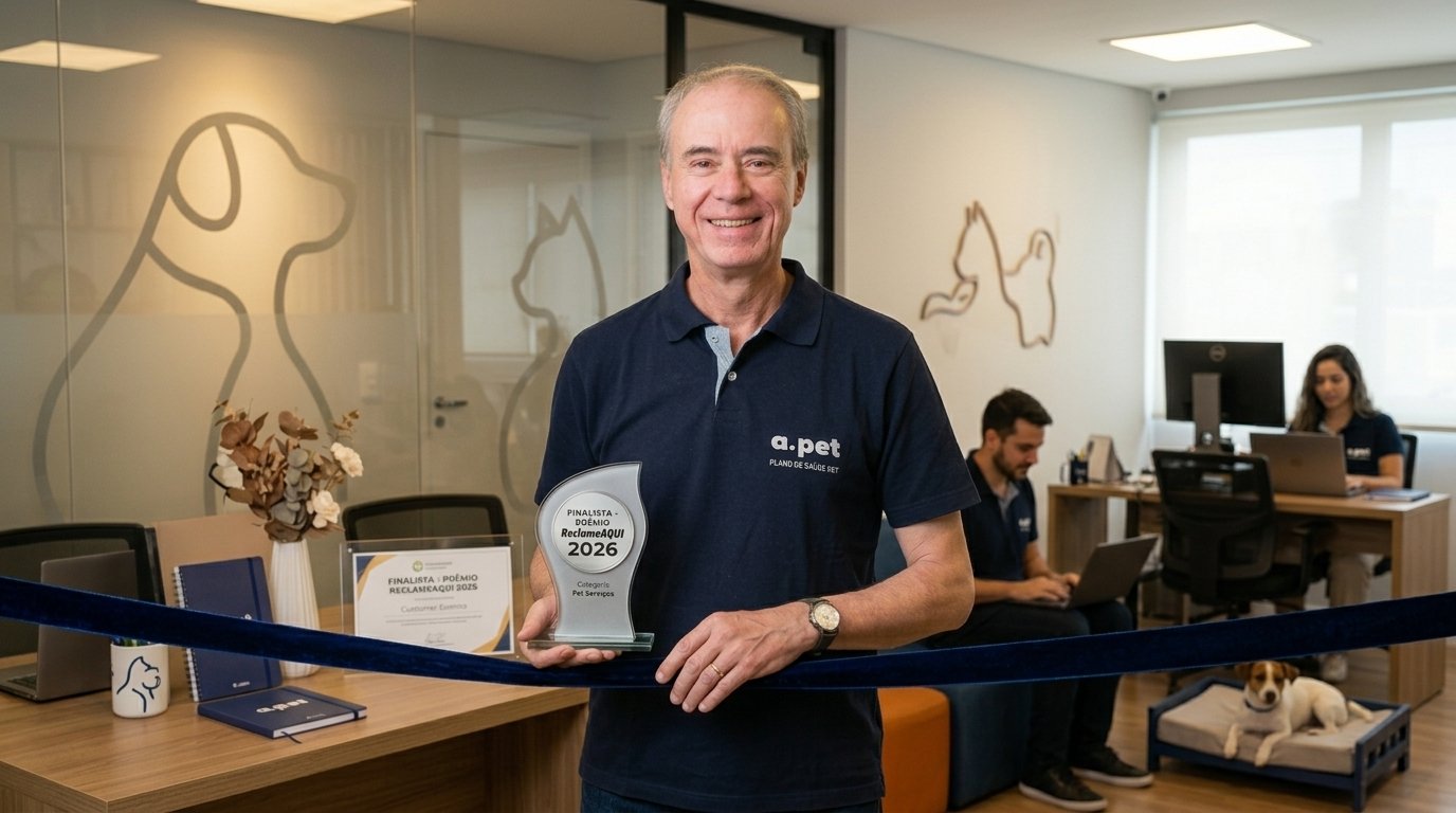 APet é finalista do Prêmio Reclame AQUI 2026 na categoria Pet Serviços.