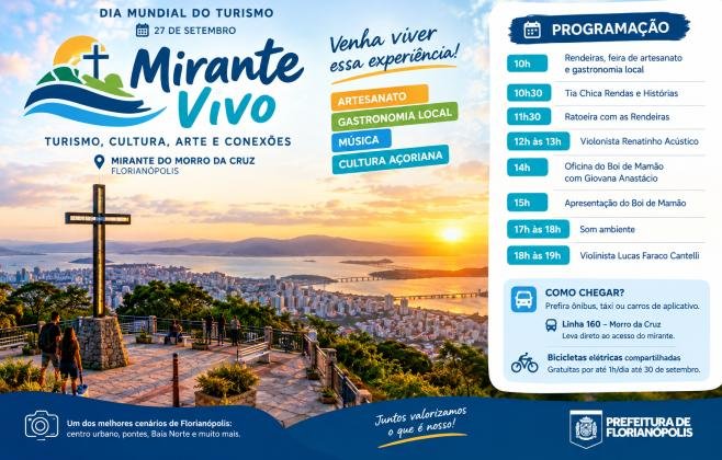 Mirante do Morro da Cruz recebe evento especial em comemoração ao Dia Mundial do Turismo
