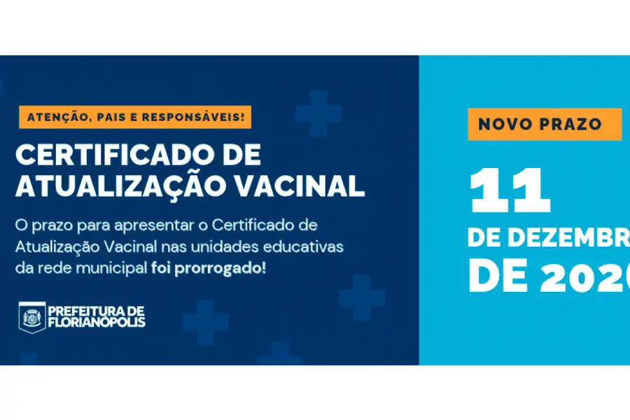 Florianópolis prorroga até 11 de dezembro prazo para entrega do certificado de vacinação nas escolas municipais • Sul de Floripa
