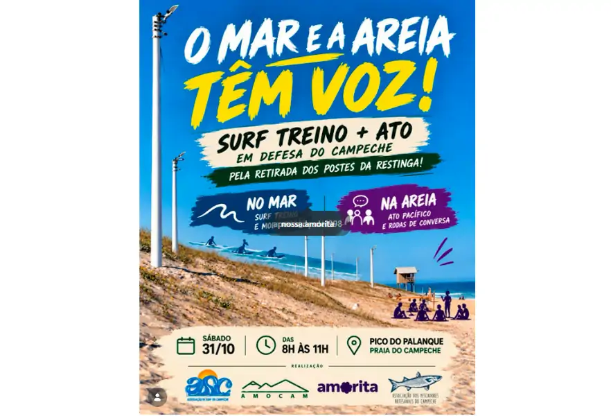 Moradores promovem ato pela retirada de postes das dunas da Praia do Campeche neste sábado • Sul de Floripa